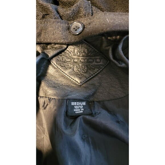 JOUJOU Girls Black Faux Leather Jacket  size M  10/12 - Picture 12 of 13